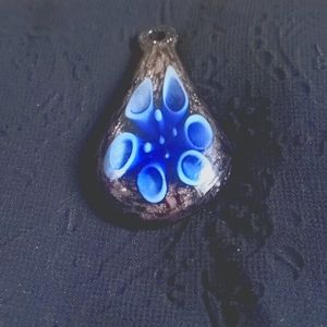 Blue Water Glass Necklace Charm